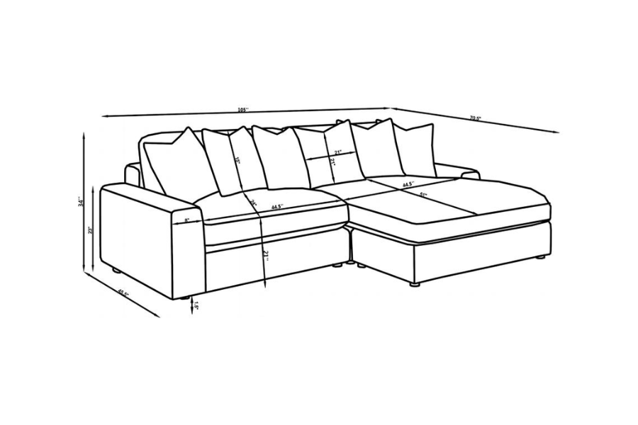 Blaine Upholstered Reversible Chaise Sectional Sofa Sand 509899