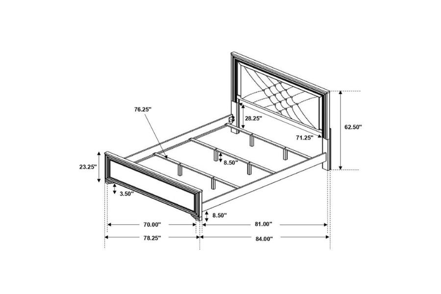 Juego de dormitorio Penélope de 5 piezas con cama tamaño king en color Midnight Star 223571KE-S5 