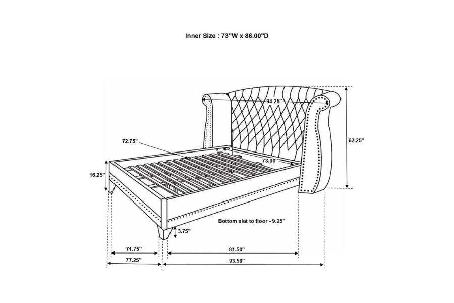 Juego de dormitorio California King de 4 piezas Barzini blanco 300843KW-S4 Próximamente 