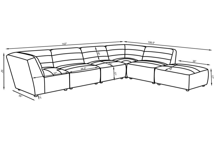 Sunny 6-piece Upholstered Modular Sectional Sofa Natural	551621-SET