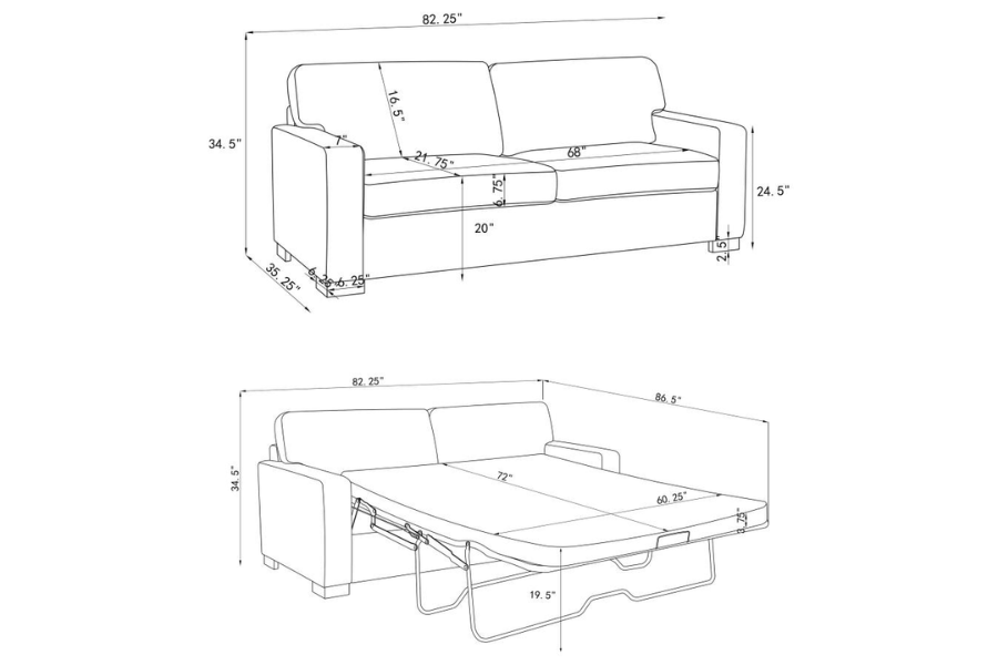 Simpson Upholstered Sofa Sleeper with Queen Mattress Grey 360050 coming soon