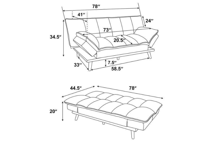 Laredo Upholstered Tufted Convertible Sofa Bed Grey 360018