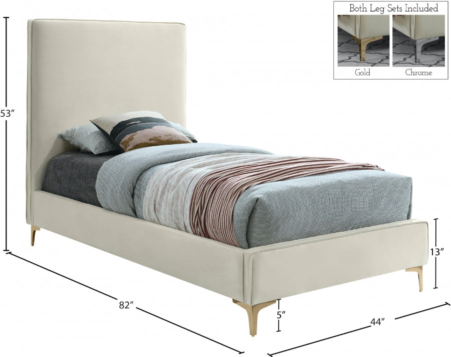 Cama individual de terciopelo Geri SKU: GeriCream-T