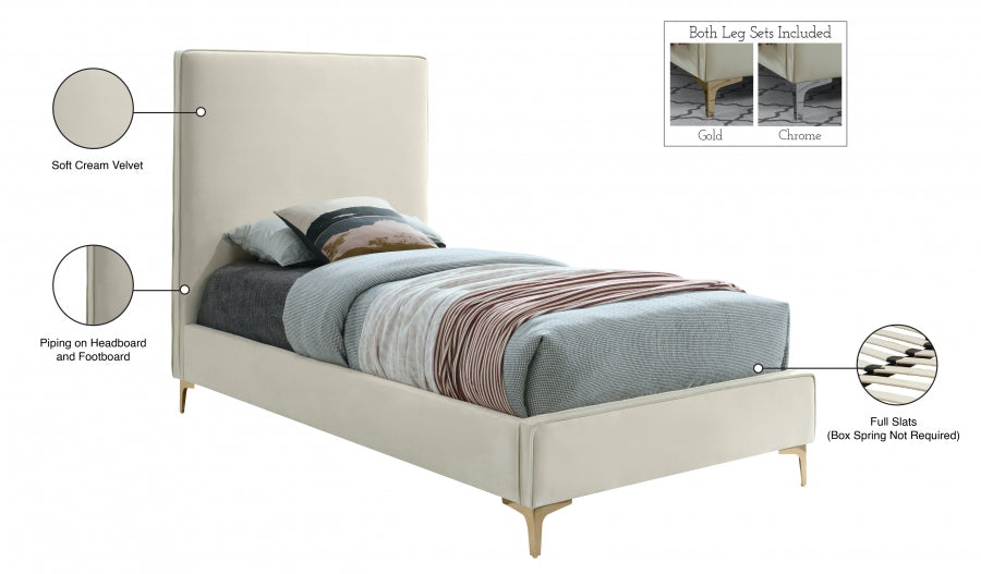 Geri Velvet Twin Bed SKU: GeriCream-T