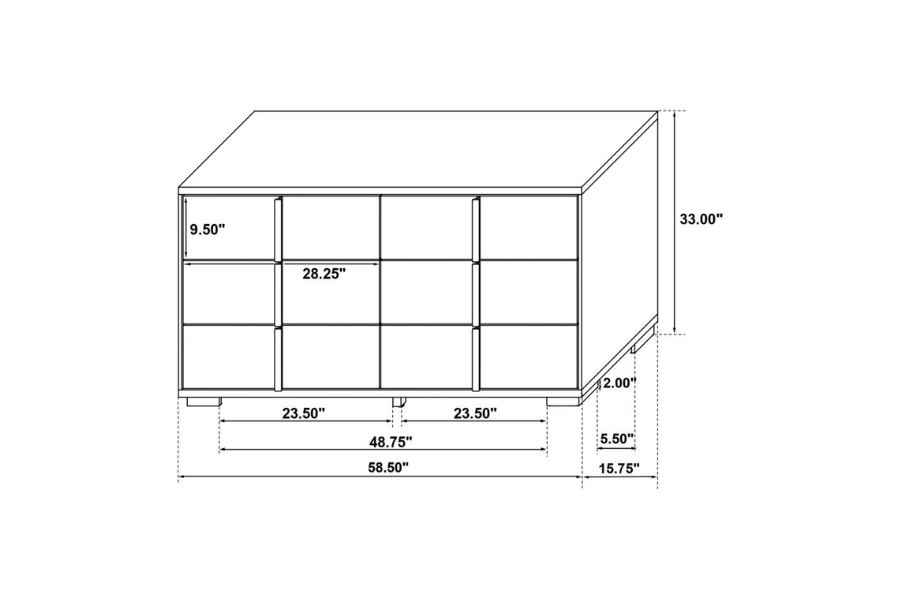 Juego de dormitorio doble Marceline de 4 piezas, color negro 222831T-S4 