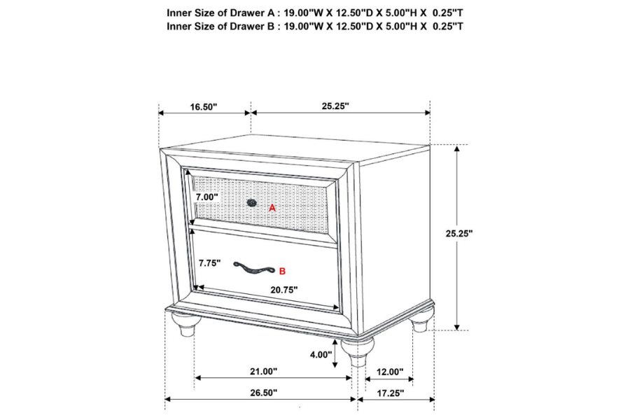 Juego de dormitorio Barzini de 4 piezas tamaño queen en color blanco 300843Q-S4 