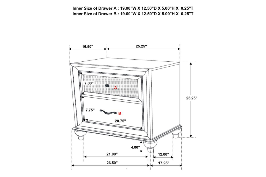 Juego de dormitorio Barzini Eastern King de 5 piezas en color blanco 300843KE-S5 