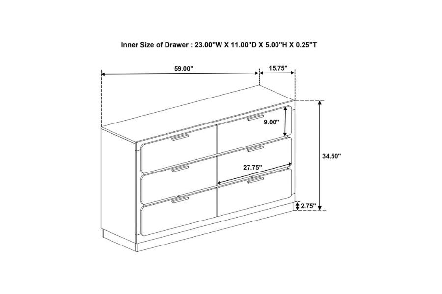 Juego de dormitorio Queen de 4 piezas Caraway blanco 224771Q-S4 