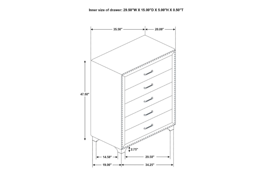 Juego de dormitorio Melody de 5 piezas, tamaño Queen, gris 223381Q-S5 Próximamente 