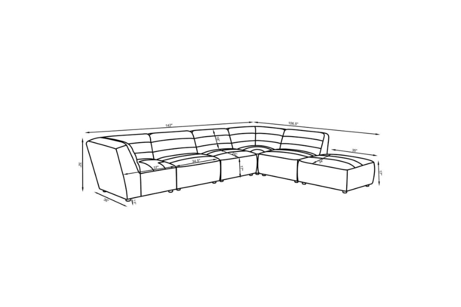 Sunny 6-piece Upholstered Modular Sectional Sofa Charcoal 552081-SET