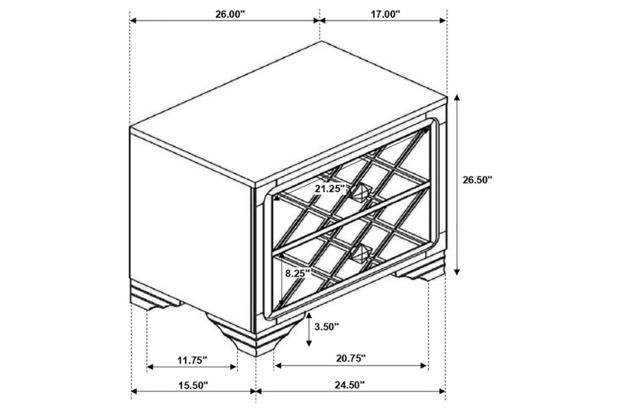 Juego de dormitorio Penélope de 5 piezas con cama tamaño king en color Midnight Star 223571KE-S5 