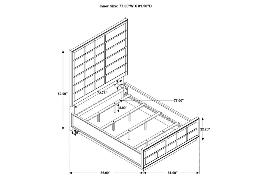 Juego de dormitorio Durango Eastern King de 5 piezas, color pimienta ahumada 223261KE-S5 