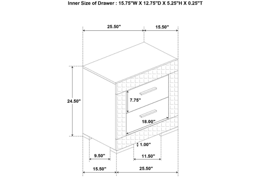 Juego de dormitorio Ives Eastern King de 5 piezas, blanco de alto brillo 224941KE-S5 