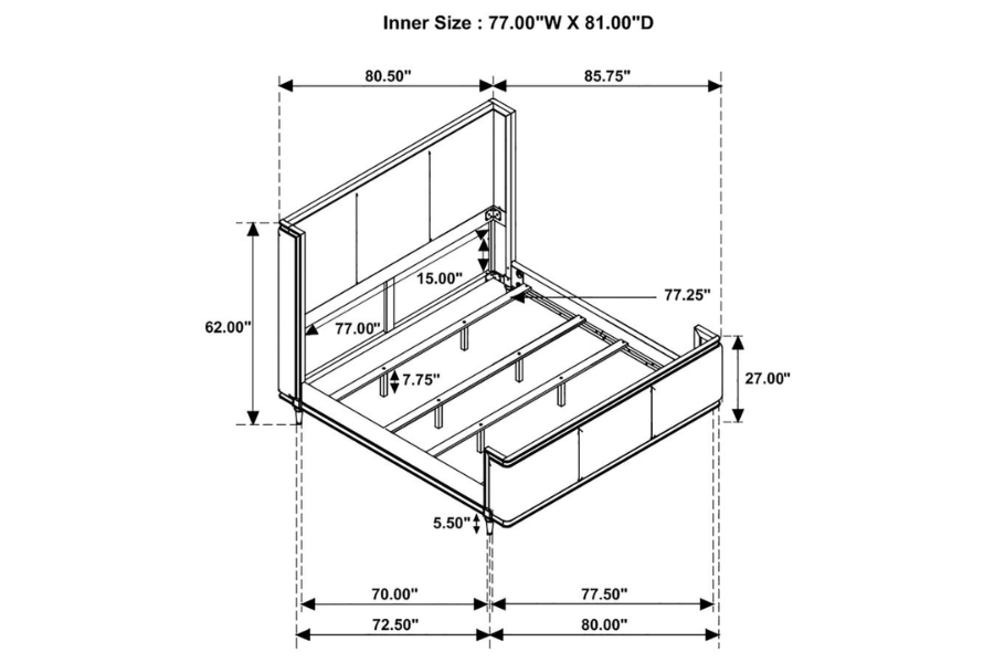 Juego de dormitorio de 5 piezas Alderwood Eastern King en gris francés 223121KE-S5 