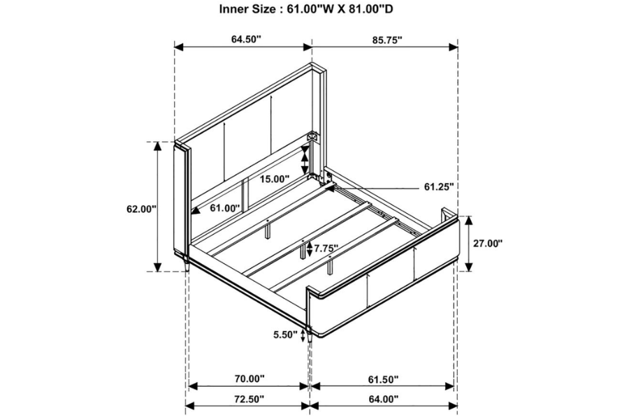 Juego de dormitorio de 5 piezas Alderwood Queen en gris francés 223121Q-S5 