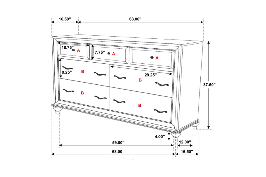 Juego de dormitorio Barzini Eastern King de 5 piezas en color blanco 300843KE-S5 