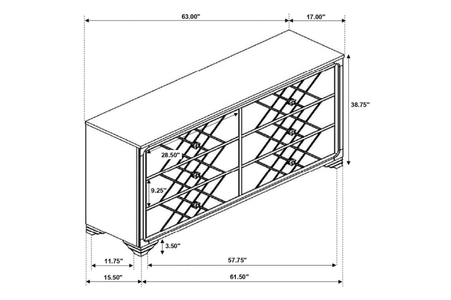 Juego de dormitorio Penélope de 5 piezas con cama tamaño king en color Midnight Star 223571KE-S5 