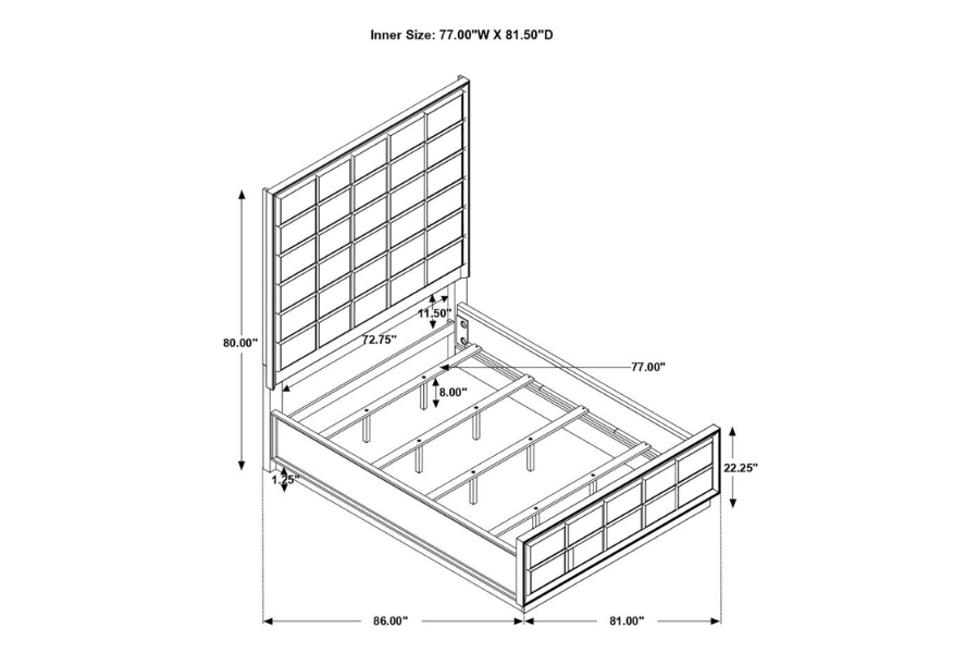 Juego de dormitorio Durango Eastern King de 4 piezas, color pimienta ahumada 223261KE-S4 