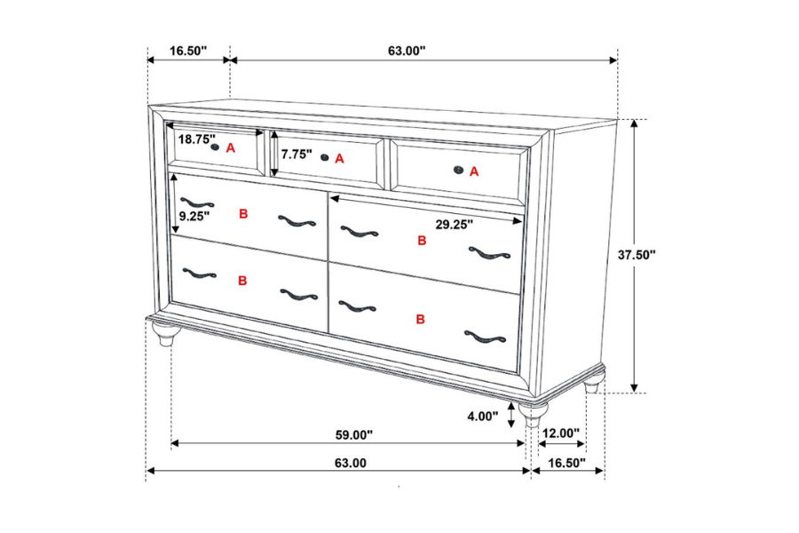 Juego de dormitorio Barzini de 4 piezas tamaño queen en color blanco 300843Q-S4 