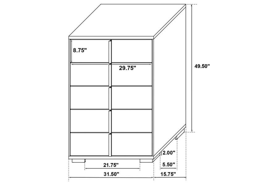 Juego de dormitorio Marceline Eastern King de 5 piezas, color negro 222831KE-S5 