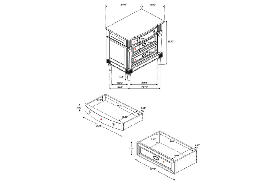 Juego de dormitorio de 5 piezas Alderwood Queen en gris francés 223121Q-S5 