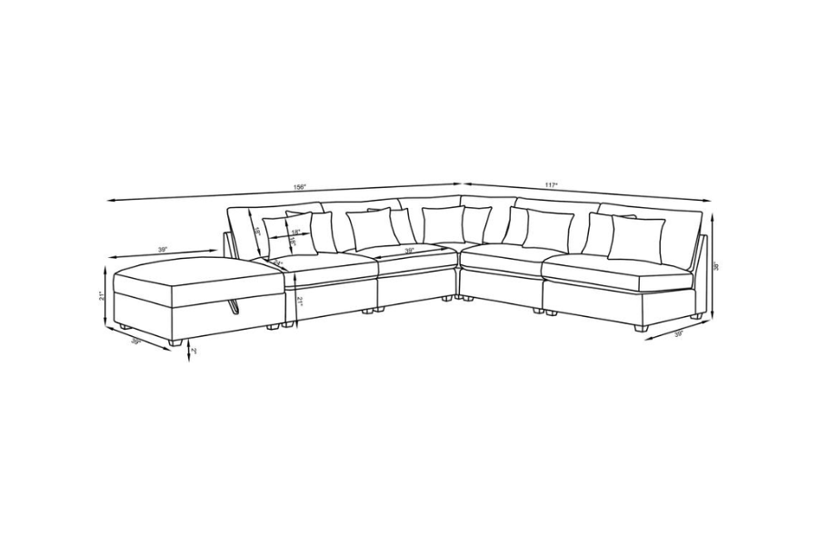 Cambria 6-piece Upholstered Modular Sectional Sofa Grey	551511-SET