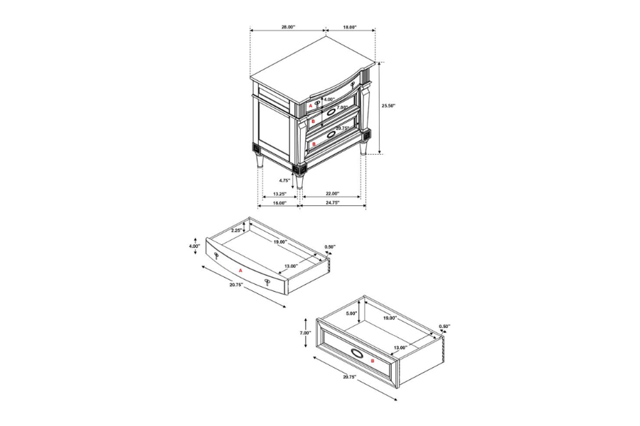 Juego de dormitorio de 5 piezas Alderwood Eastern King en gris francés 223121KE-S5 