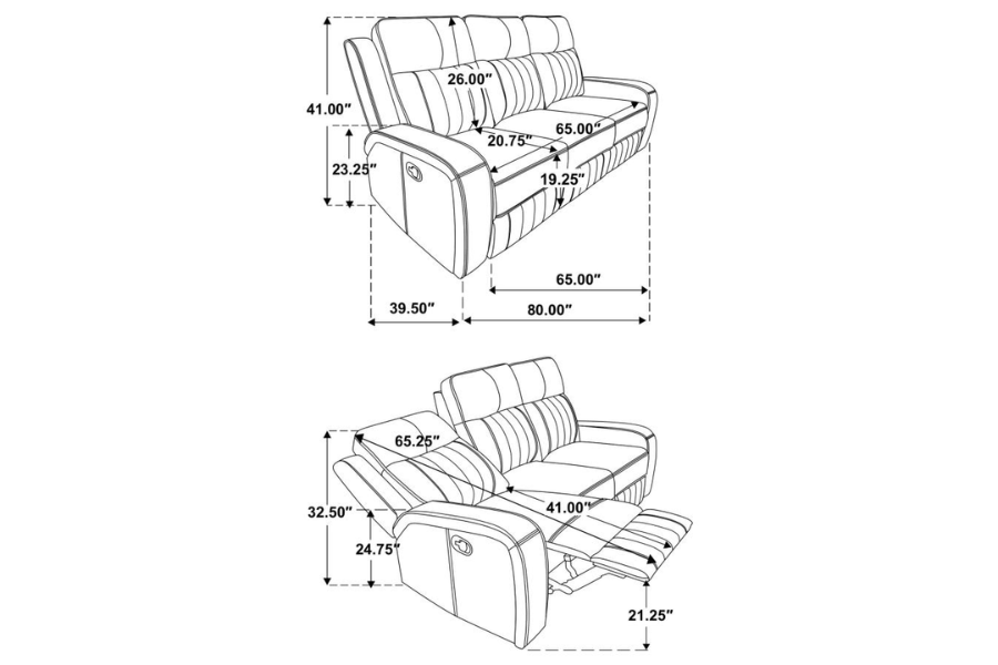 Raelynn 3-piece Upholstered Reclining Sofa Set Grey 603191-S3