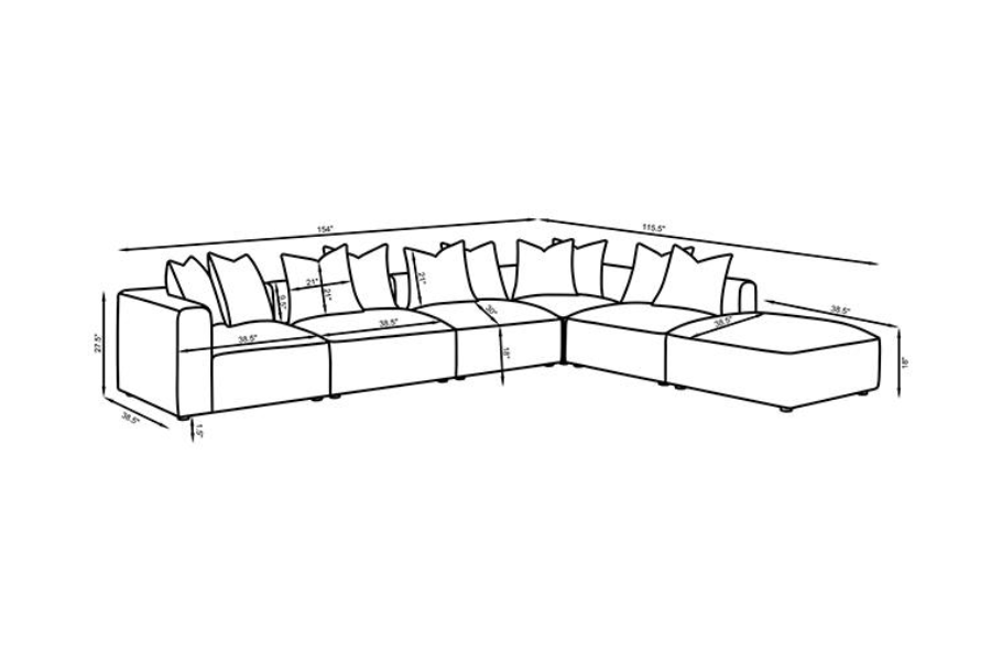 Jennifer 6-piece Upholstered Modular Sectional Grey 551594-SET