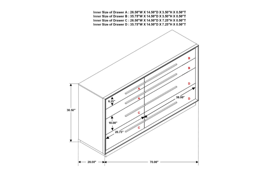 Juego de dormitorio Durango Eastern King de 4 piezas, color pimienta ahumada 223261KE-S4 