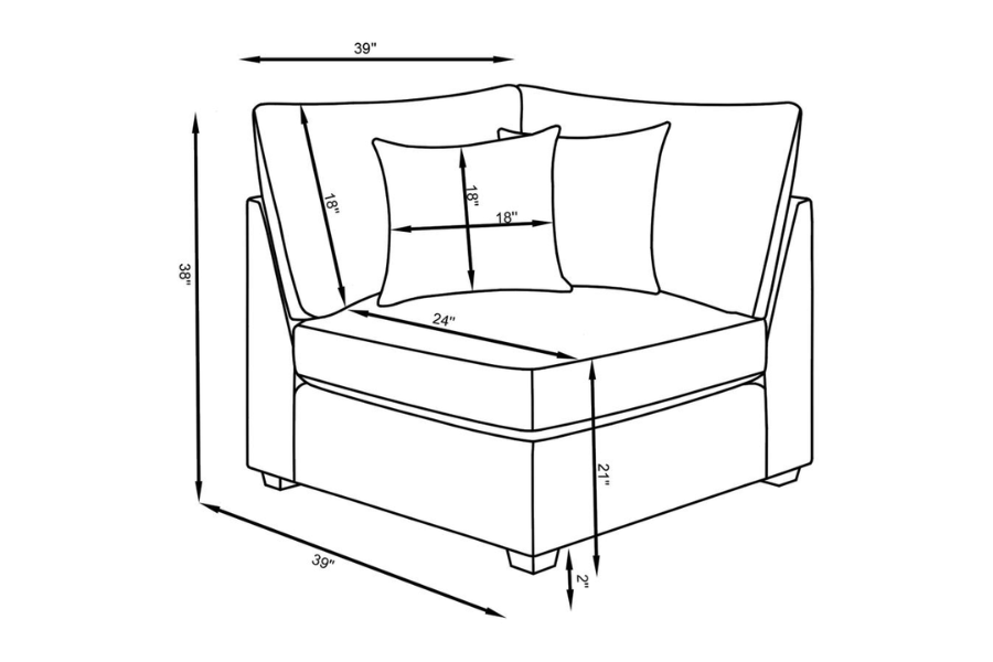 Sofá modular seccional tapizado Cambria de 6 piezas en gris 551511-SET 