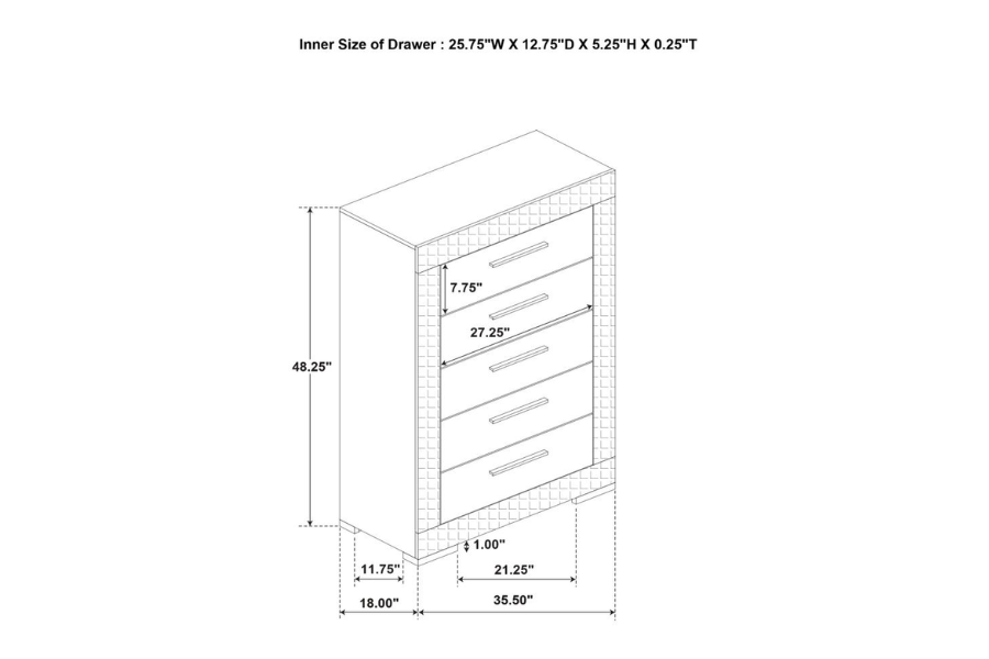 Juego de dormitorio Ives de 5 piezas tamaño queen, gris brillante 224971Q-S5 Próximamente 