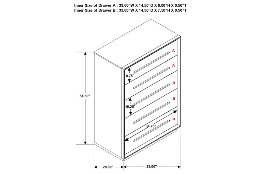 Juego de dormitorio Durango de 5 piezas tamaño Queen en color pimienta ahumada 223261Q-S5 