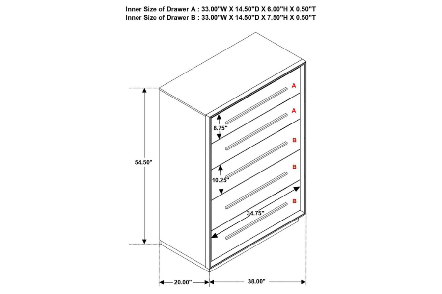 Juego de dormitorio Durango Eastern King de 5 piezas, color pimienta ahumada 223261KE-S5 