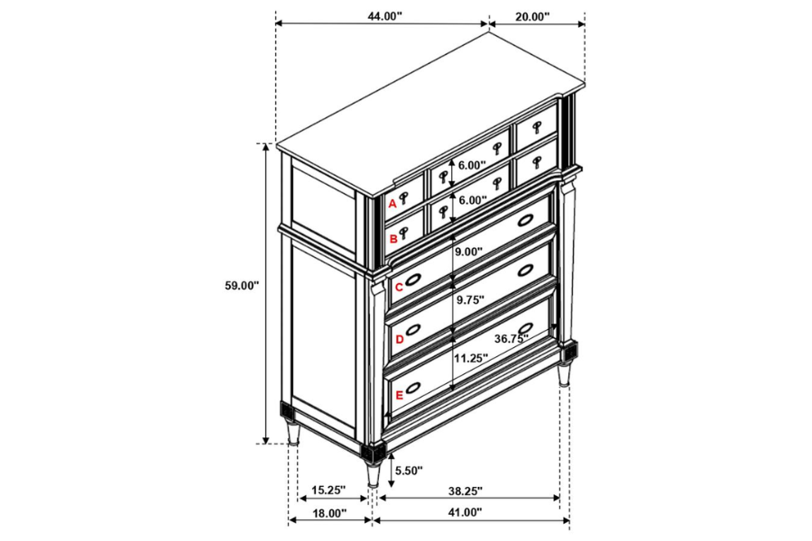 Juego de dormitorio de 5 piezas Alderwood Eastern King en gris francés 223121KE-S5 