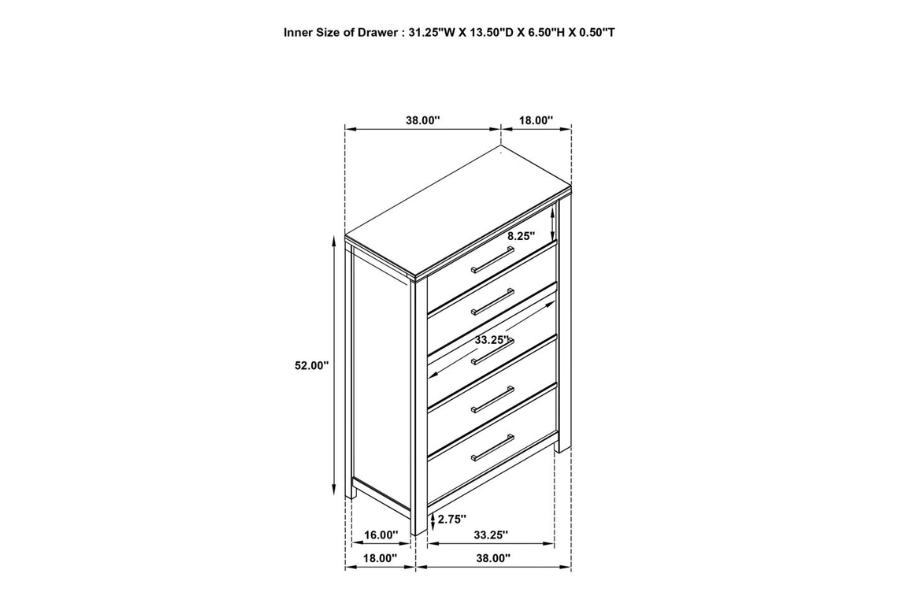 Juego de dormitorio de 5 piezas Kieran Queen en gris 224741Q-S5 Próximamente 