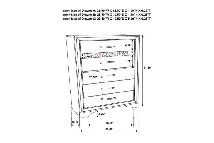 Miranda 5-piece Full Bedroom Set White 205111F-S5