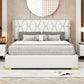 Queen Platform Bed with Metal Stripes, Beige