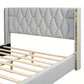 Queen Platform Bed with Metal Stripes, Beige