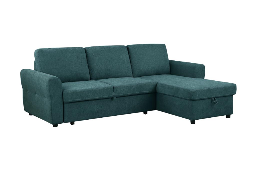 Samantha Upholstered Storage Sleeper Sectional Sofa Teal 511087