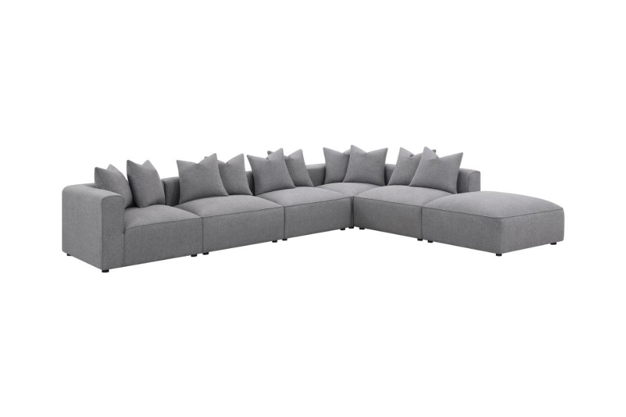 Seccional modular tapizado Jennifer de 6 piezas gris 551594-SET 