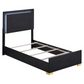 Cama doble con paneles LED de madera Marceline en color negro 222831T 