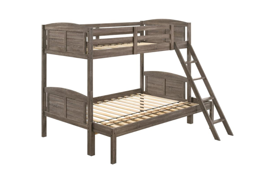 Flynn Wood Twin Over Full Bunk Bed Weathered Brown 400809