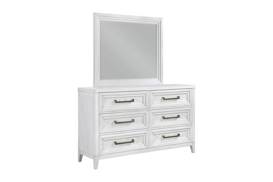 Marielle 6-drawer Dresser with Mirror Distressed White 224843M