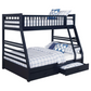 Ashton 2-drawer Wood Twin Over Full Bunk Bed Navy Blue	460181