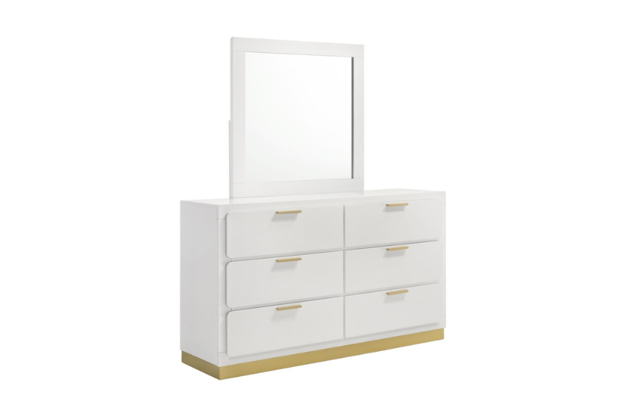 Caraway 6-drawer Dresser with Mirror White	224773M