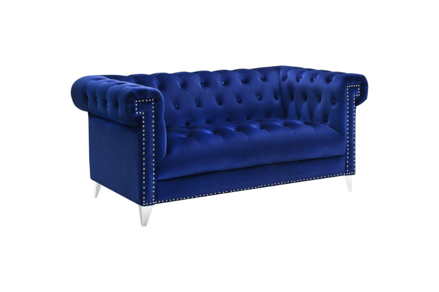 Bleker Upholstered Tuxedo Arm Tufted Loveseat Blue 509482