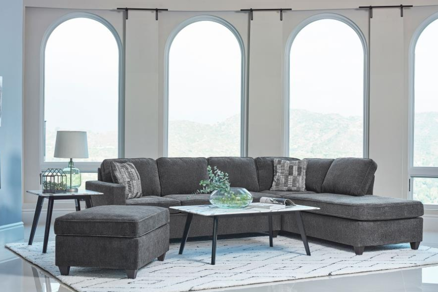 Mccord Upholstered Track Arm Sectional Sofa Dark Grey 509347