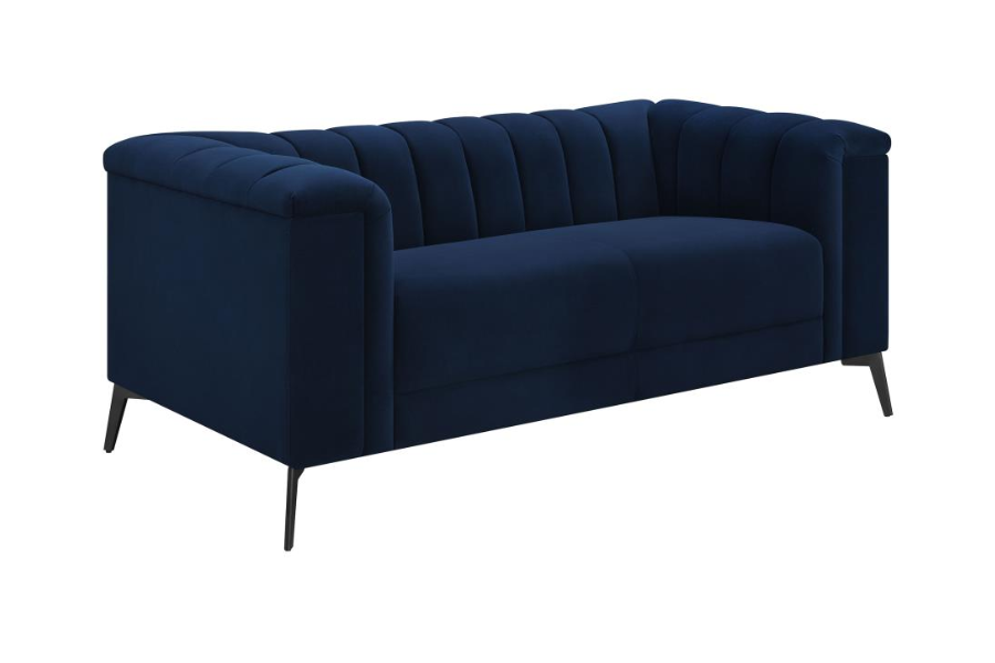 Chalet Upholstered Tuxedo Arm Tufted Loveseat Blue 509212