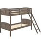 Flynn Wood Twin Over Twin Bunk Bed Weathered Brown 400808